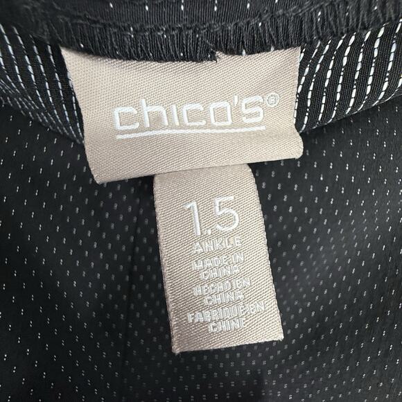 Chicos 1.5 Stretch Ponte Ankle Pants size Medium Black dotted Pattern Pull on - Picture 10 of 12